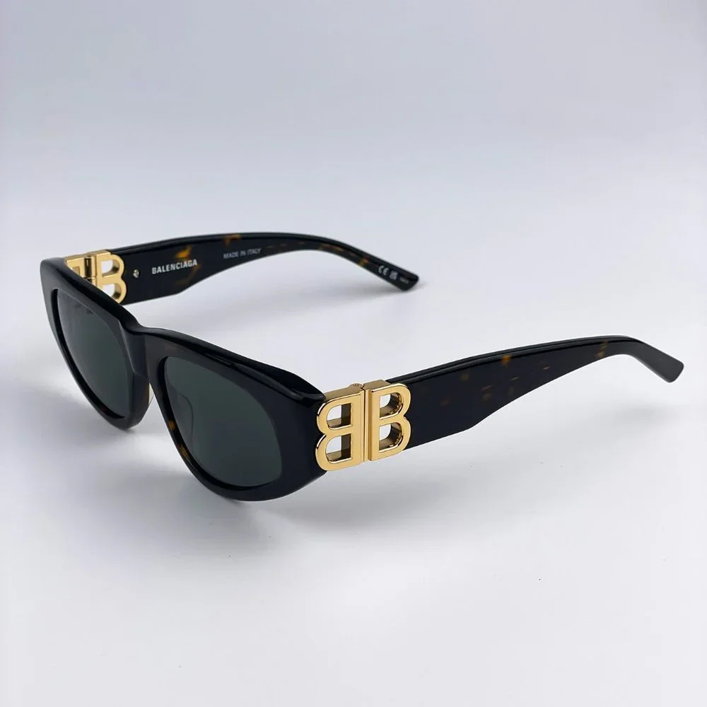 Balenciaga BB0095S 002 BRAND NEW Sunglasses Havana Brown Green Cat Eye Unisex